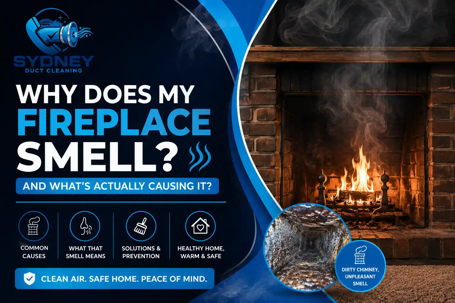 Why does my fireplace smell? Common causes of fireplace odors, dirty chimney, and solutions for a clean, safe home.